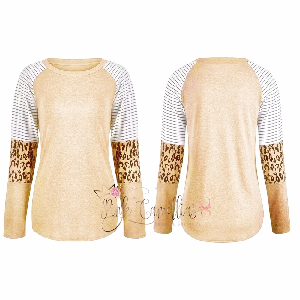 🌸Long Sleeve Leopard Raglan T-Shirt - Picture 2 of 8